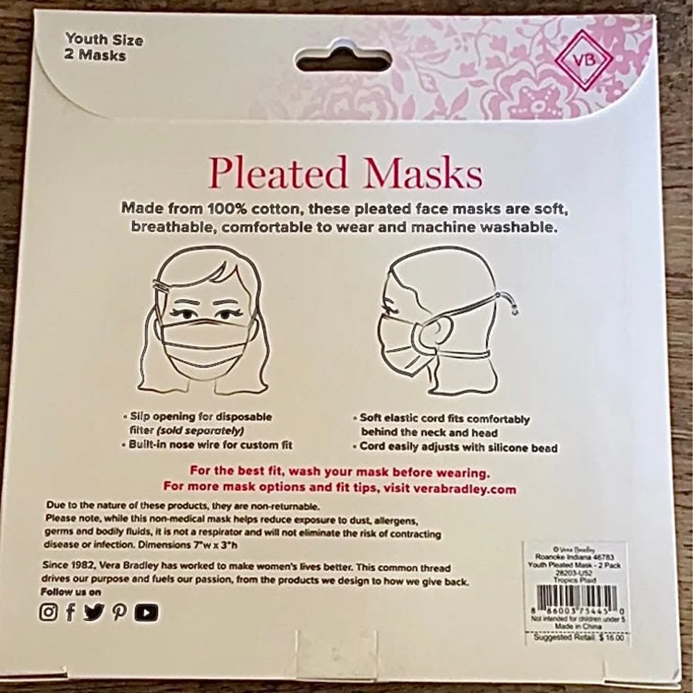 New kids Vera Bradley masks